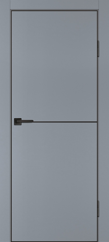 Фото Межкомнатная дверь P-19  черный молдинг PET,  кромка ABS черная c 4-х ст. Серый матовый